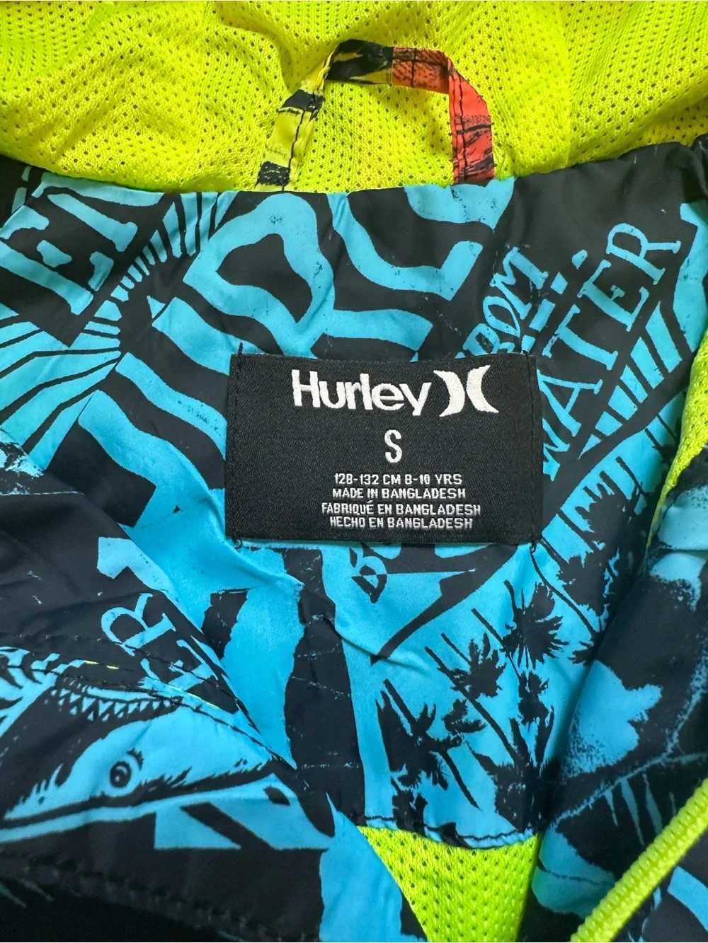 Hurley Boy's Windbreaker Jacket, Full Zip, Graffiti, Pockets, Lightweight S 8/10